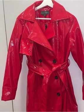 Brand new Red Patent leather/Glossy Red Trench Coat